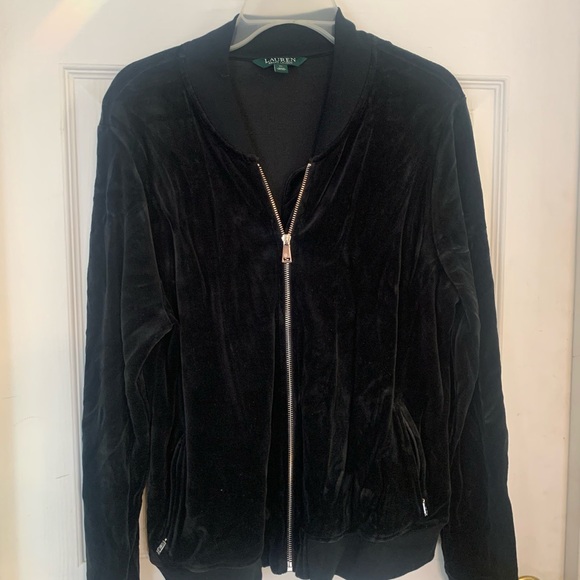 Ralph Lauren Jackets & Blazers - Black long‎ sleeved velour zip up jacket